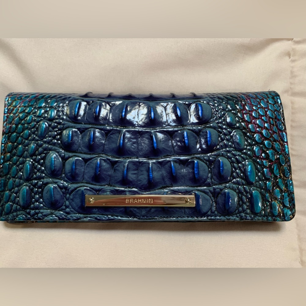 Brahmin Blue Crocodile Embossed Women's Wallet